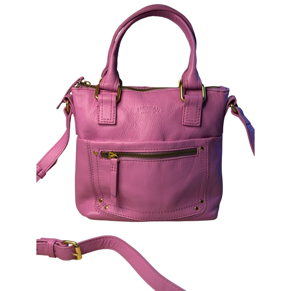 American Leather Co. Jamestown Mini Tote Crossbody Peony Pink Leather Small Bag‎